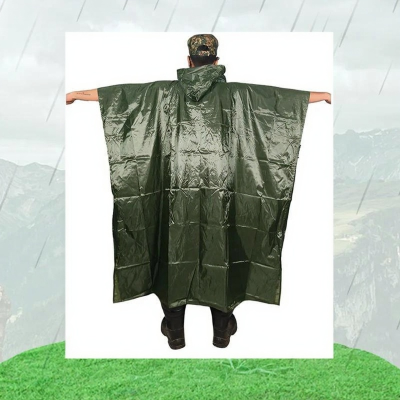 Olive Green Rain Poncho