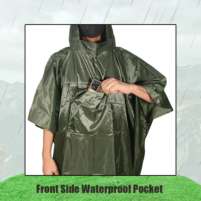 Olive Green Rain Poncho