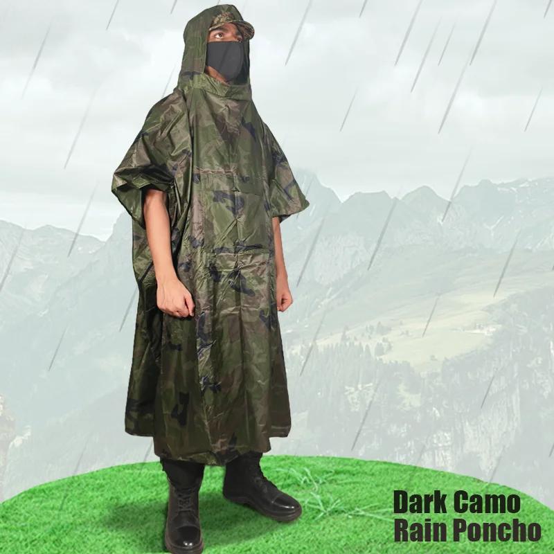 Military Dark Camo Rain Poncho