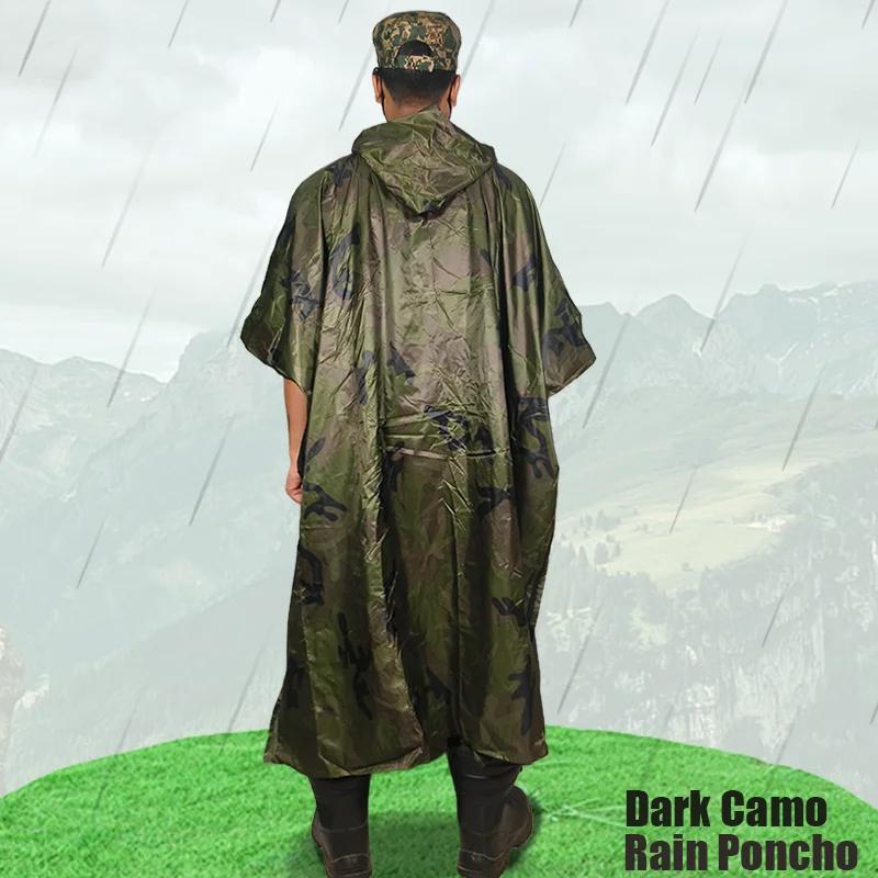 Military Dark Camo Rain Poncho