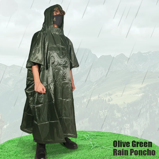 Olive Green Rain Poncho