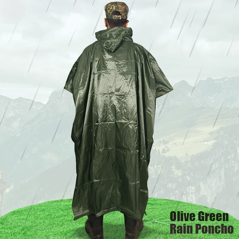 Olive Green Rain Poncho
