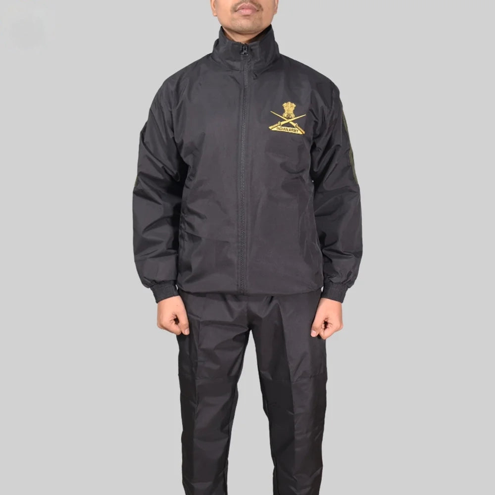 Indian Army Tracksuit (Black with Green Strips)