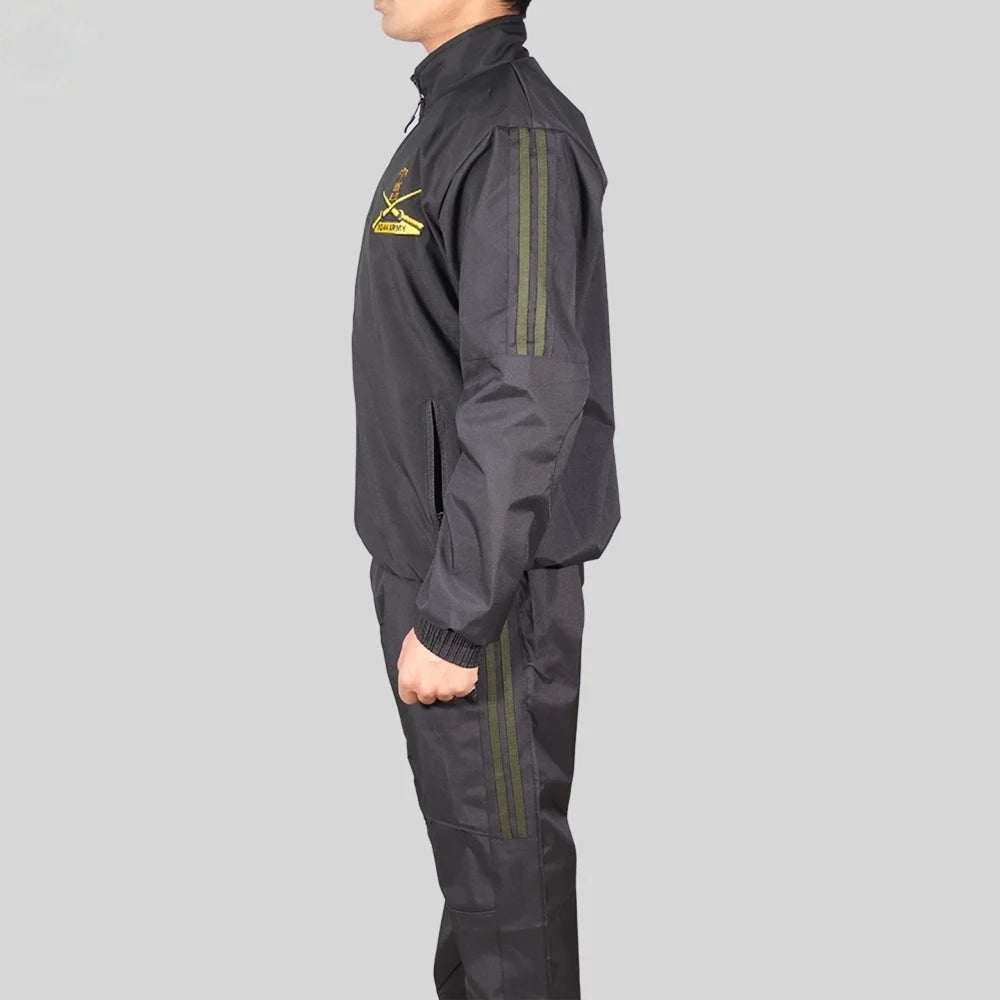 Indian Army Tracksuit (Black with Green Strips)