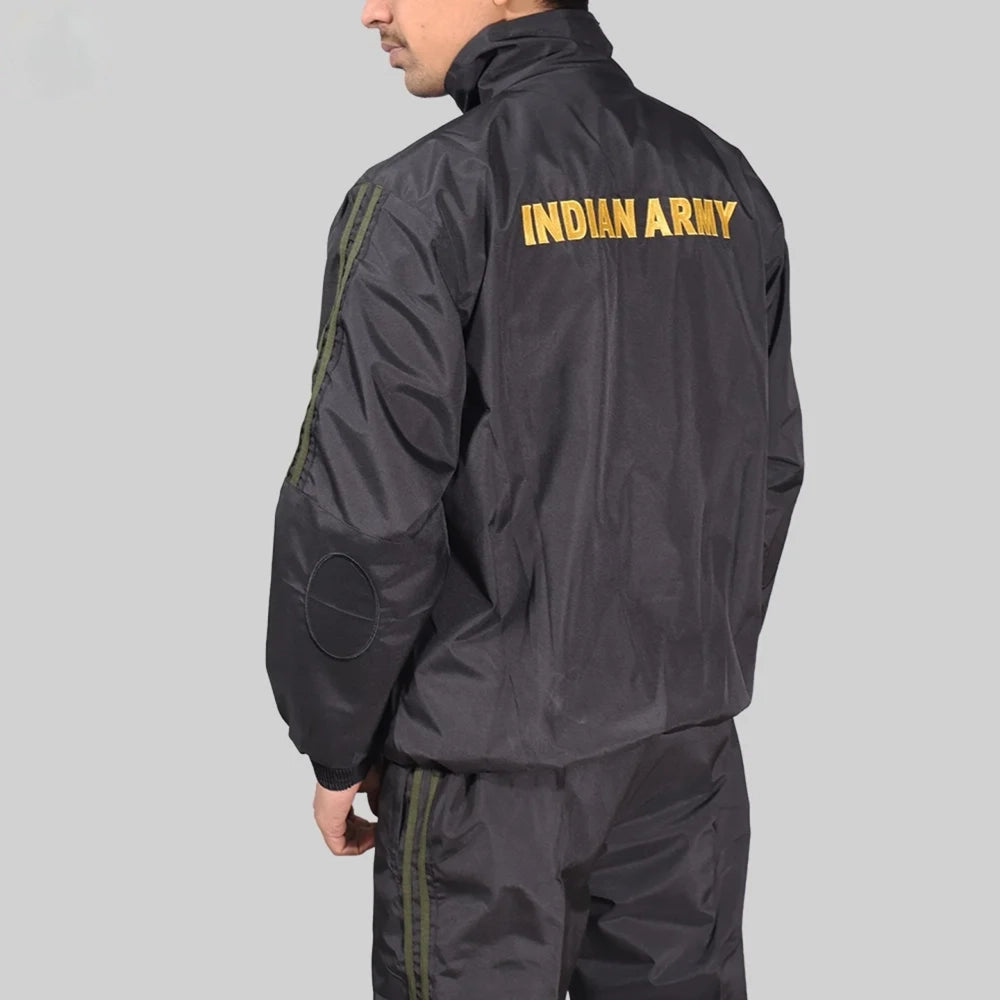 Indian Army Tracksuit (Black with Green Strips)