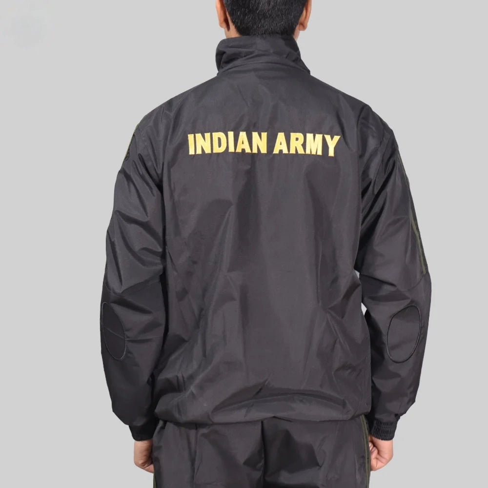Indian Army Tracksuit (Black with Green Strips)