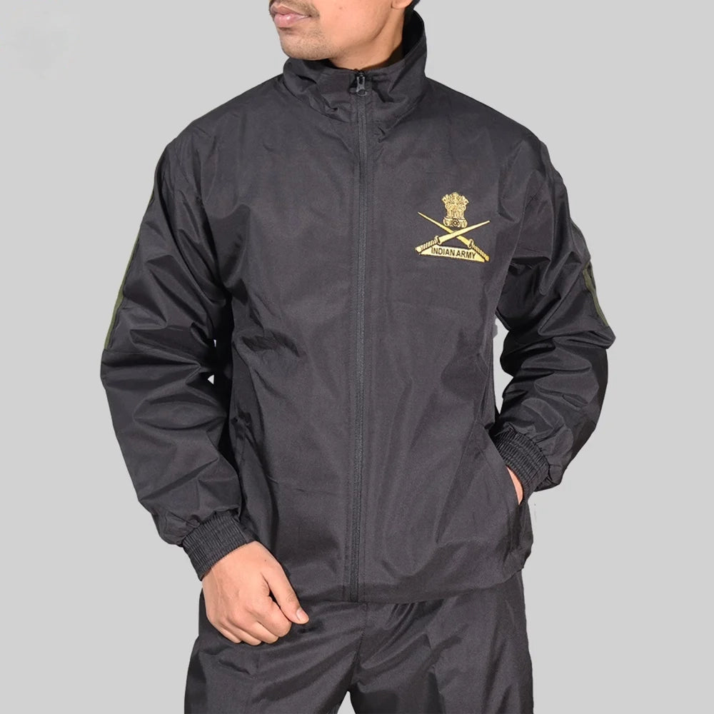 Indian Army Tracksuit (Black with Green Strips)