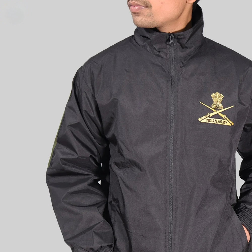 Indian Army Tracksuit (Black with Green Strips)